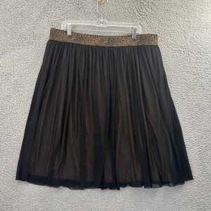 NWT Chico's Mesh Midi Skirt Black Leopard Cheetah Animal Print Women 3 XL Petite